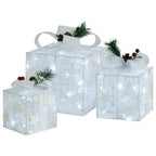 Vidaxl Decorative Christmas Gift Boxes 3 Pcs Silver Outdoor Indoor
