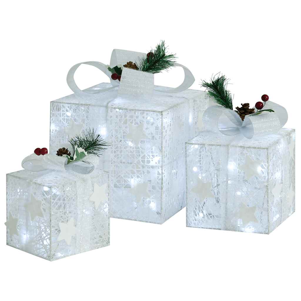 Vidaxl Decorative Christmas Gift Boxes 3 Pcs Silver Outdoor Indoor