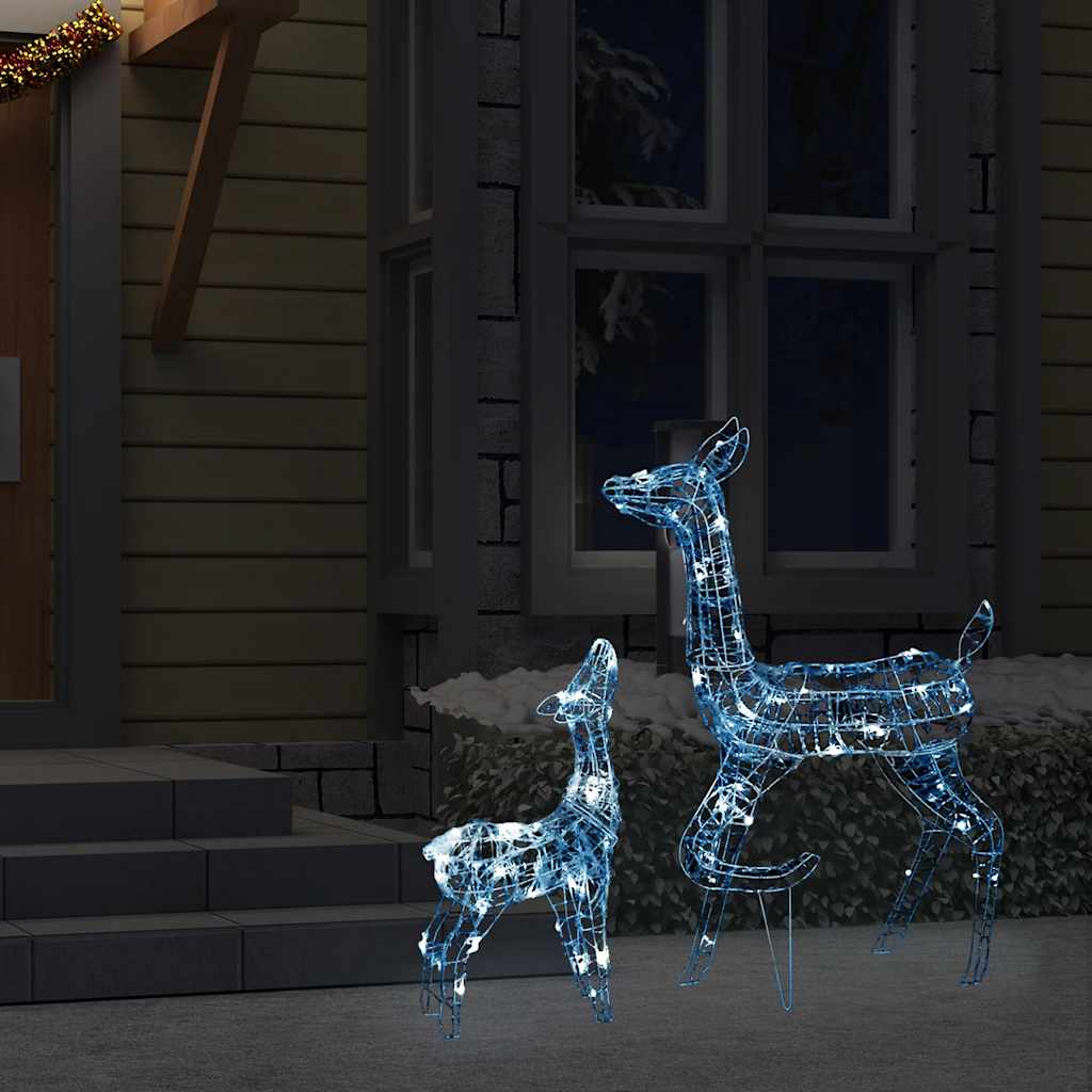 Vidaxl Acrylic Reindeer Family Christmas Decoration - Cold White Led Lighting - Indoor/Outdoor Compatible - 160 Led Lights - Usb Powered - Two Reindeer Included