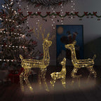 Vidaxl Warm White Led Acrylic Reindeer Family Christmas Decoration With 8 Lighting Effects, Indoor And Outdoor Use