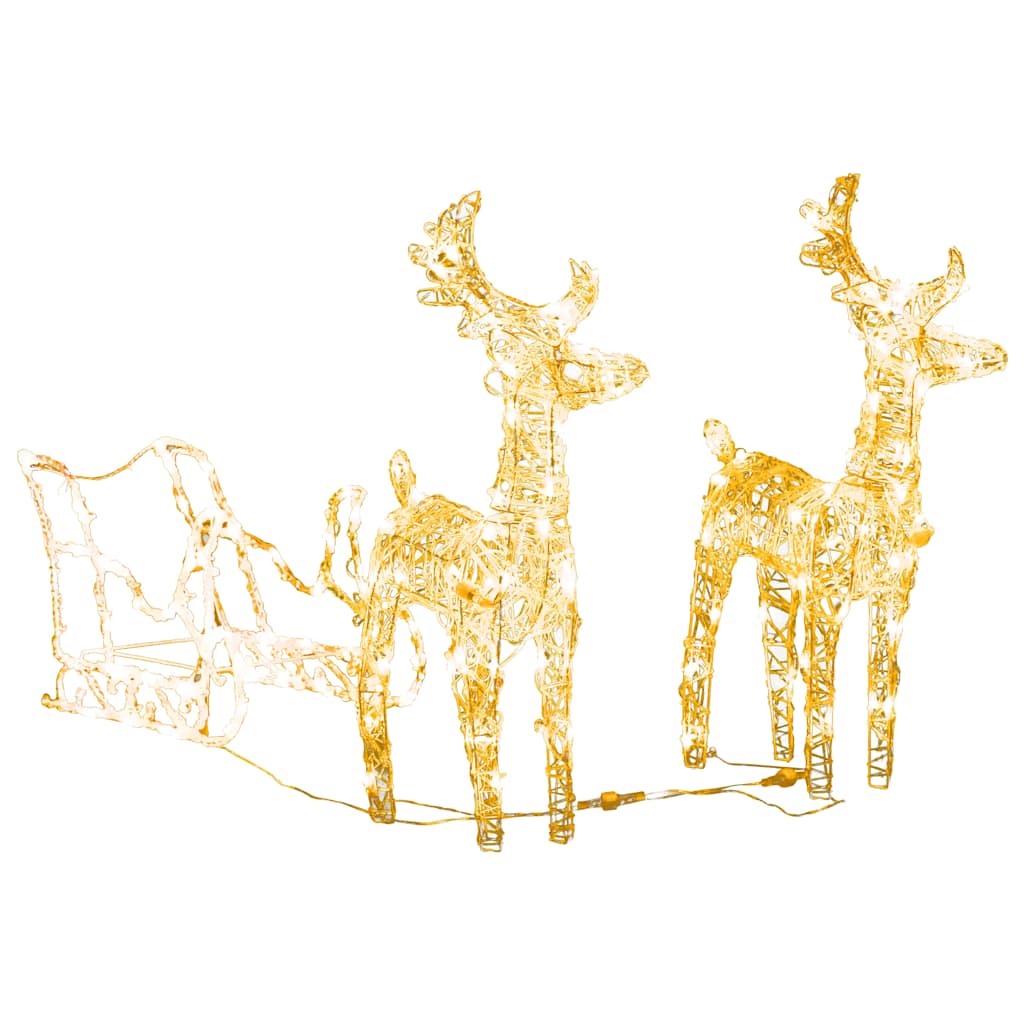 Vidaxl Reindeers & Sleigh Christmas Decoration 160 Leds 51.2" Acrylic