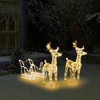 Vidaxl Reindeers & Sleigh Christmas Decoration 160 Leds 51.2" Acrylic