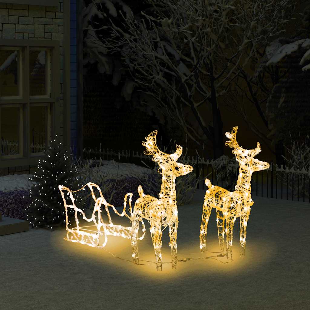 Vidaxl Reindeers & Sleigh Christmas Decoration 160 Leds 51.2" Acrylic
