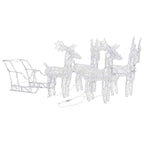 Vidaxl Warm White Led Light Reindeer & Sleigh Christmas Decoration, Acrylic & Steel Construction, Weather Resistant, 4 Reindeers, Outdoor And Indoor Use, 8 Different Lighting Effects - 110.2"X11"X...
