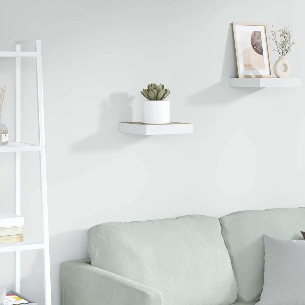 Vidaxl Floating Wall Shelf Oak And White 9.1 Inch X9.3 Inch X1.5 Inch  Mdf