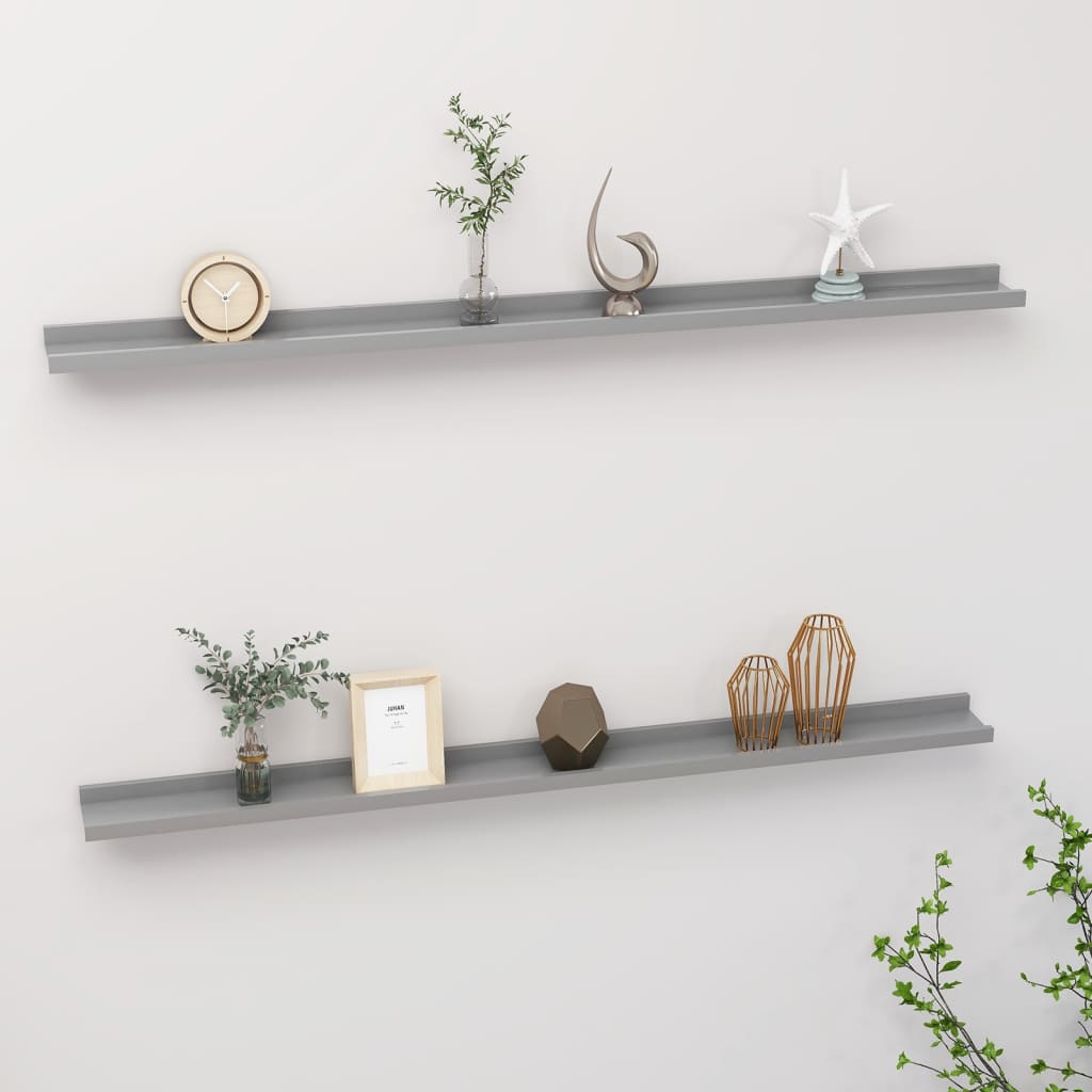 vidaXL Wall Shelves 2 pcs Gray 45.3''x3.5''x1.2''