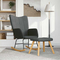 vidaXL Rocking Chair with a Stool Dark Gray Fabric
