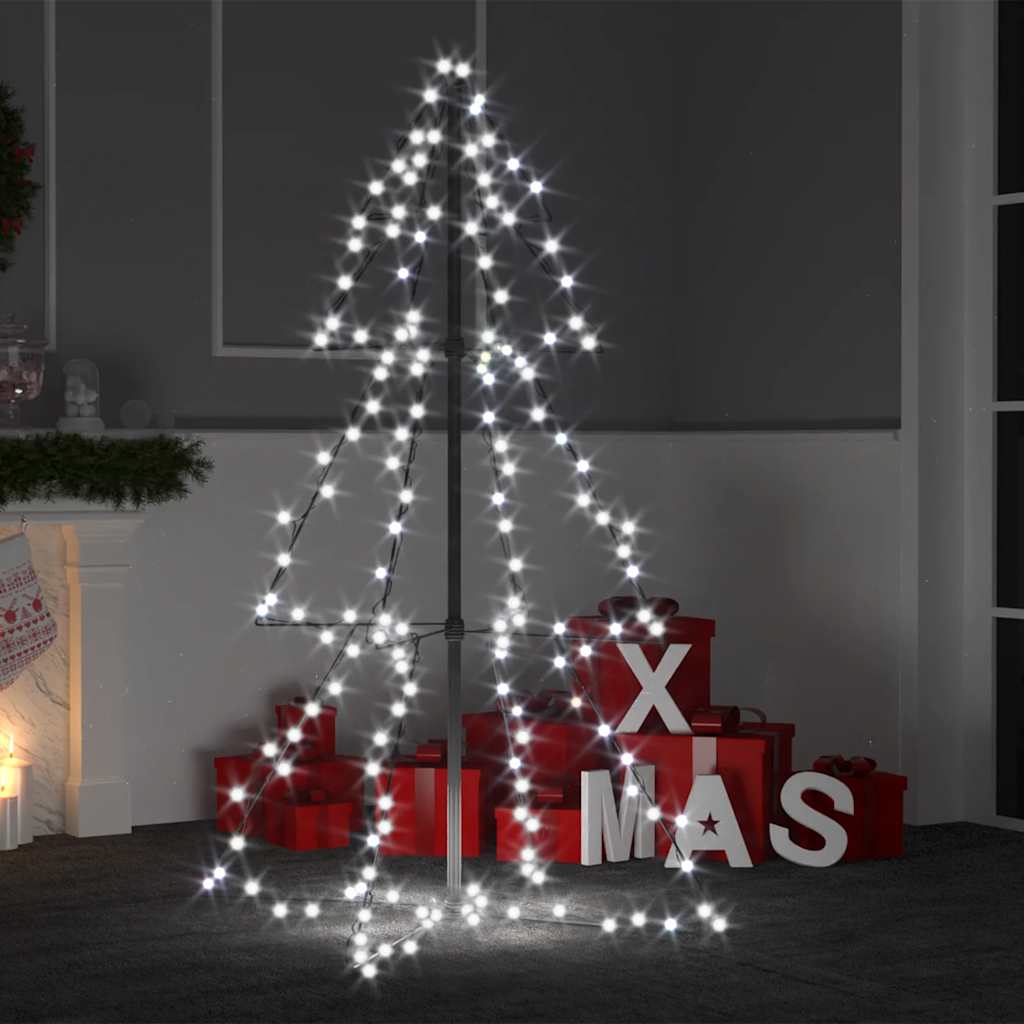 'Vidaxl White Cold Indoor & Outdoor Christmas Cone Tree With 160 High-Powered Leds: Energy-Efficient With 8 Lighting Effects And 16.4Ft Extension Cable