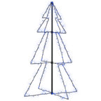 Vidaxl Indoor And Outdoor Blue Christmas Cone Tree With Water-Resistant 16.4' Extension Cable, 160 High-Powered Leds And 8 Unique Lighting Effects