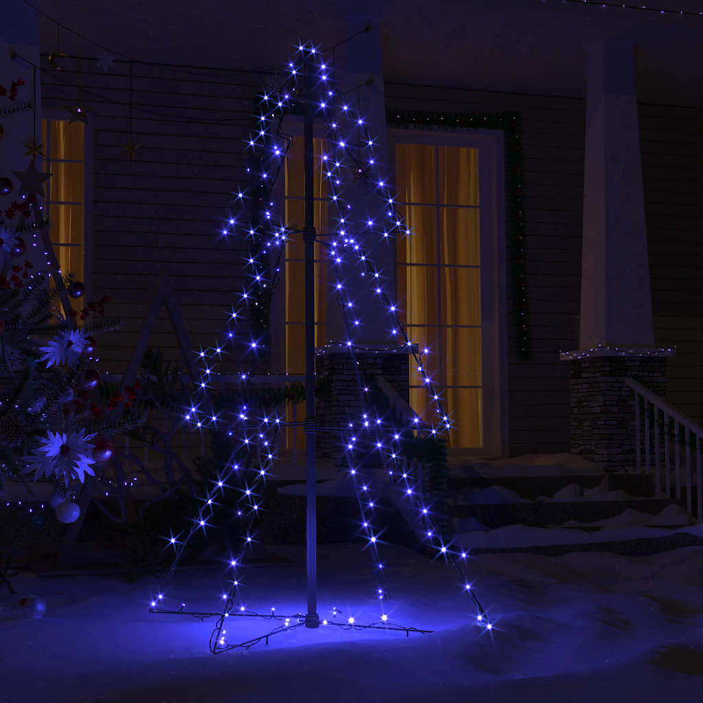 Vidaxl Indoor And Outdoor Blue Christmas Cone Tree With Water-Resistant 16.4' Extension Cable, 160 High-Powered Leds And 8 Unique Lighting Effects