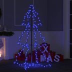 Vidaxl Indoor And Outdoor Blue Christmas Cone Tree With Water-Resistant 16.4' Extension Cable, 160 High-Powered Leds And 8 Unique Lighting Effects