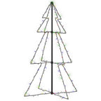 Vidaxl Indoor And Outdoor Christmas Cone Tree - 160 Led Lights - 3X4 Feet - Multicolor Lighting Effects - Easy Assembly And Mounting