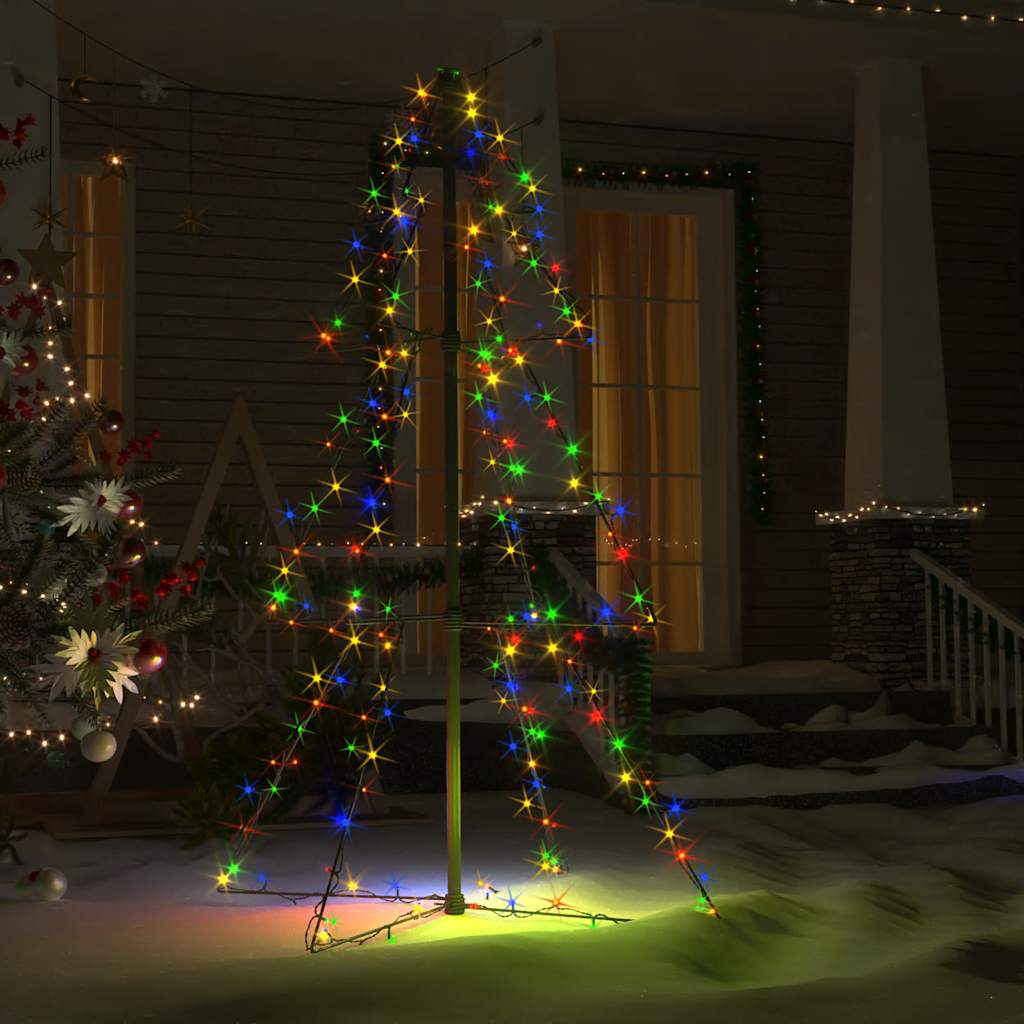 Vidaxl Indoor And Outdoor Christmas Cone Tree - 160 Led Lights - 3X4 Feet - Multicolor Lighting Effects - Easy Assembly And Mounting