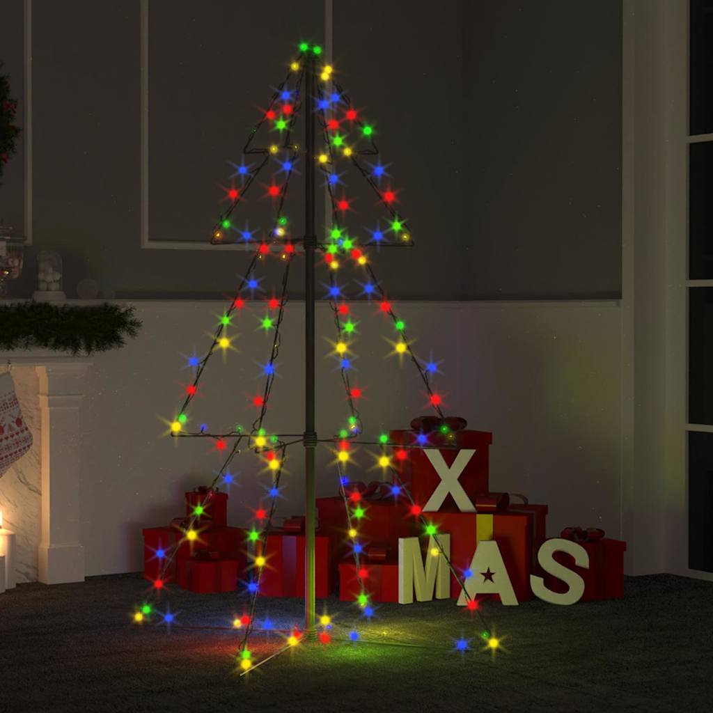 Vidaxl Indoor And Outdoor Christmas Cone Tree - 160 Led Lights - 3X4 Feet - Multicolor Lighting Effects - Easy Assembly And Mounting