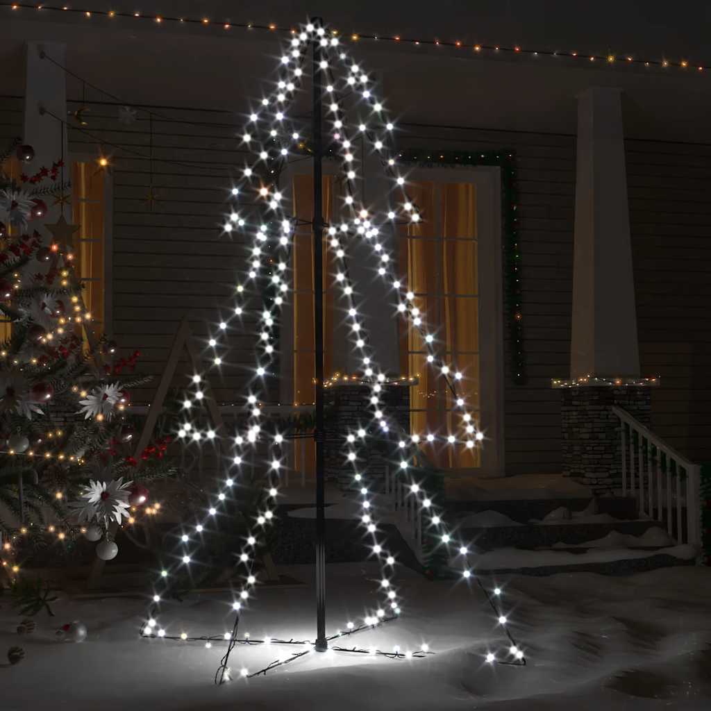 Vidaxl Led Christmas Cone Tree 3X5 Feet - Indoor & Outdoor Usage - 200 High-Powered Leds - 8 Lighting Effects - Cold-White Light