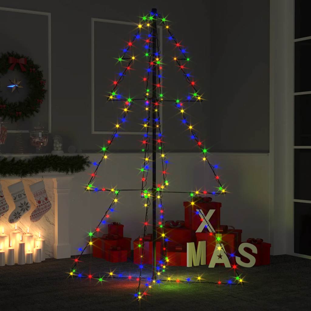 Vidaxl 3X5 Ft Outdoor And Indoor Christmas Cone Tree - Multicolor Led Cone Tree With 200 Energy-Efficient Lights, 8 Lighting Effects