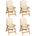 vidaXL Reclining Patio Chairs with Cushions 4 pcs Solid Teak Wood