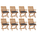 vidaXL Folding Garden Chairs with Cushions 8 pcs Solid Teak Wood