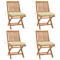 vidaXL Folding Garden Chairs with Cushions 4 pcs Solid Teak Wood