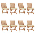 vidaXL Folding Patio Chairs with Cushions 8 pcs Solid Teak Wood