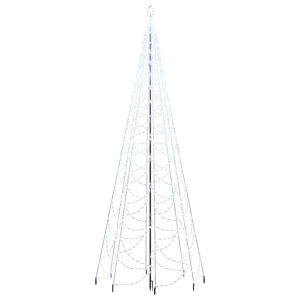 Vidaxl Christmas Tree With Metal Post 1400 Leds Cold White 16.4'