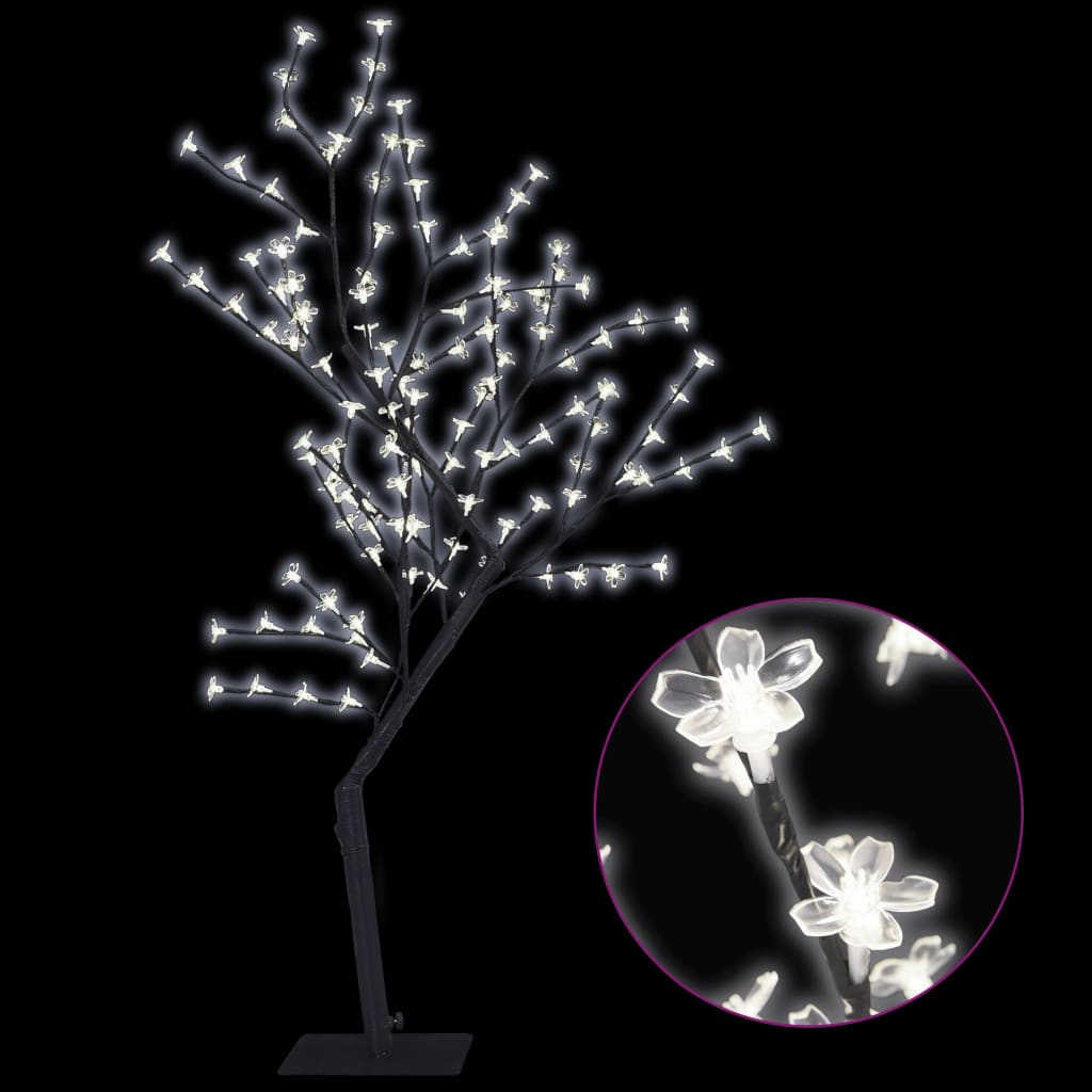 'Vidaxl Artificial Christmas Tree - 4 Ft Cherry Blossom Led Christmas Tree With Cold White Light, Metal Base - Indoor/Outdoor Holiday Decor