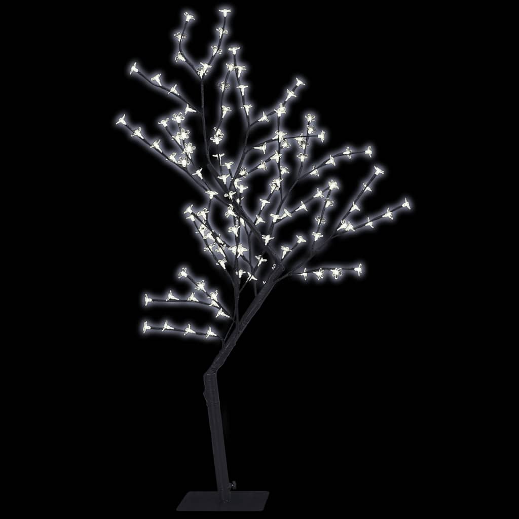 'Vidaxl Artificial Christmas Tree - 4 Ft Cherry Blossom Led Christmas Tree With Cold White Light, Metal Base - Indoor/Outdoor Holiday Decor