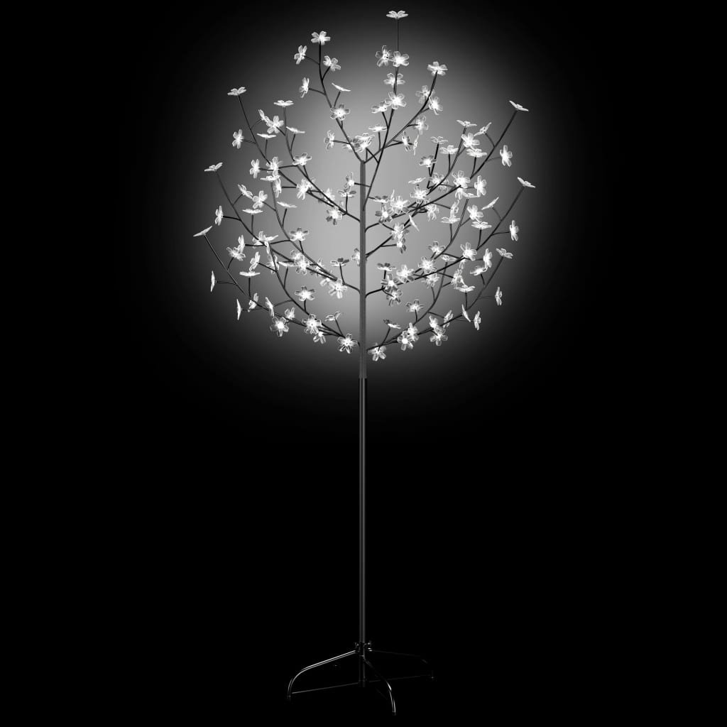 Vidaxl Artificial Christmas Tree With Cold White 120 Led Lights, 5Ft Tall, Cherry Blossom Design, Indoor And Outdoor Use