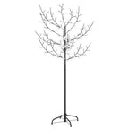 Vidaxl Cherry Blossom Christmas Tree With 120 Blue Led Lights, 5 Ft Indoor/Outdoor Decorative Tree With Stable Metal Base & 8 Function Adapter