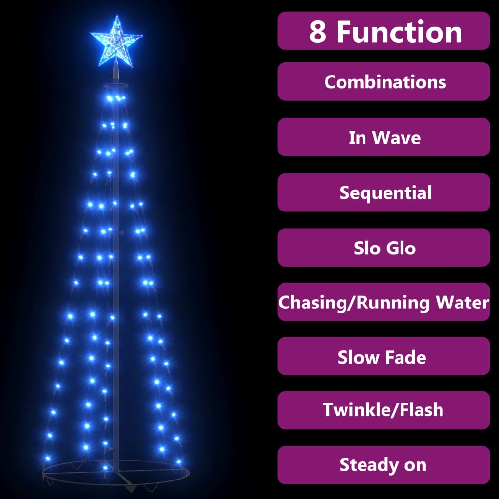 Vidaxl Christmas Cone Tree Blue 84 Leds 19.7"X59.1"