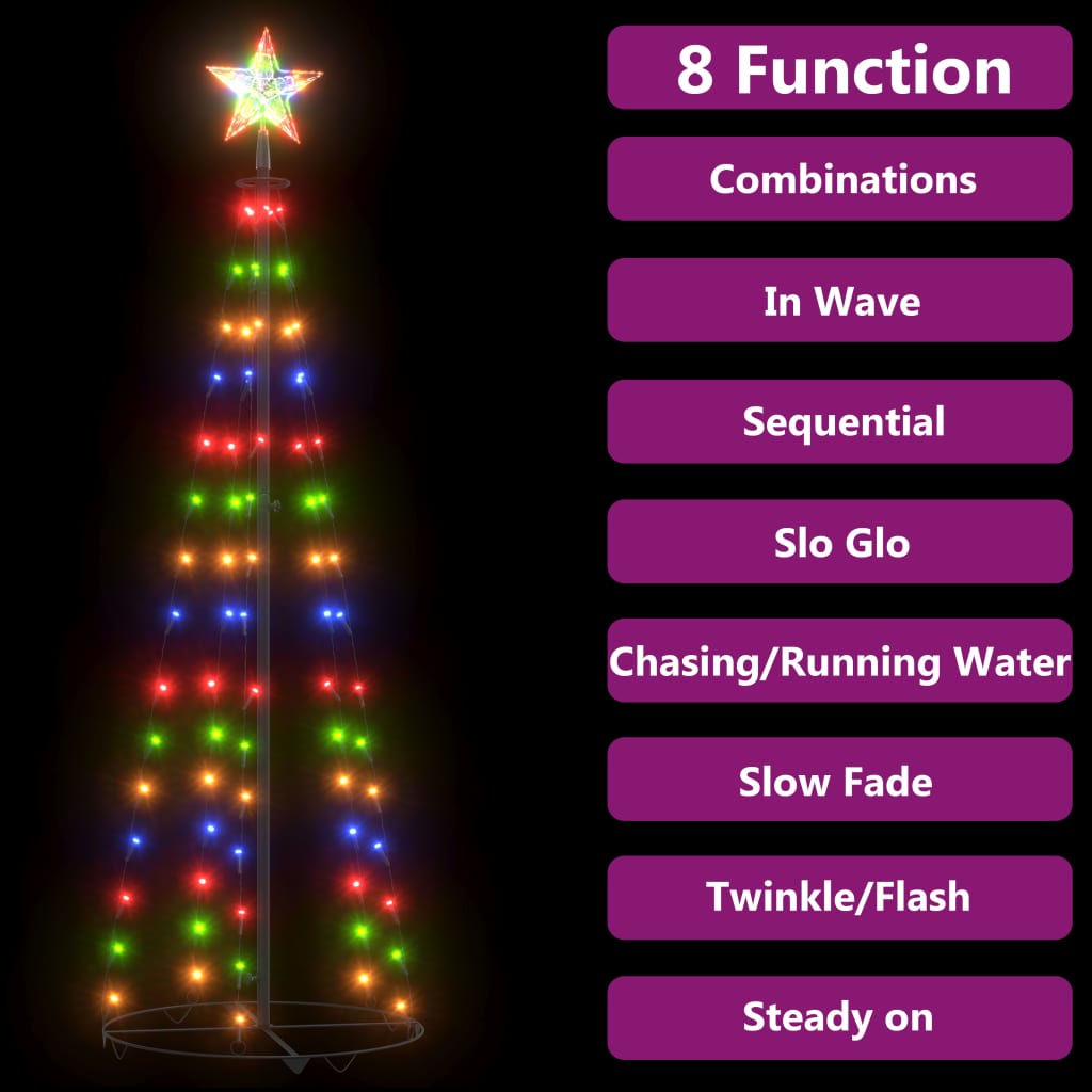 Vdxl Cone Christmas Tree 84 Leds 50X150 Cm Multi-Coloured - 50 X 150 Cm