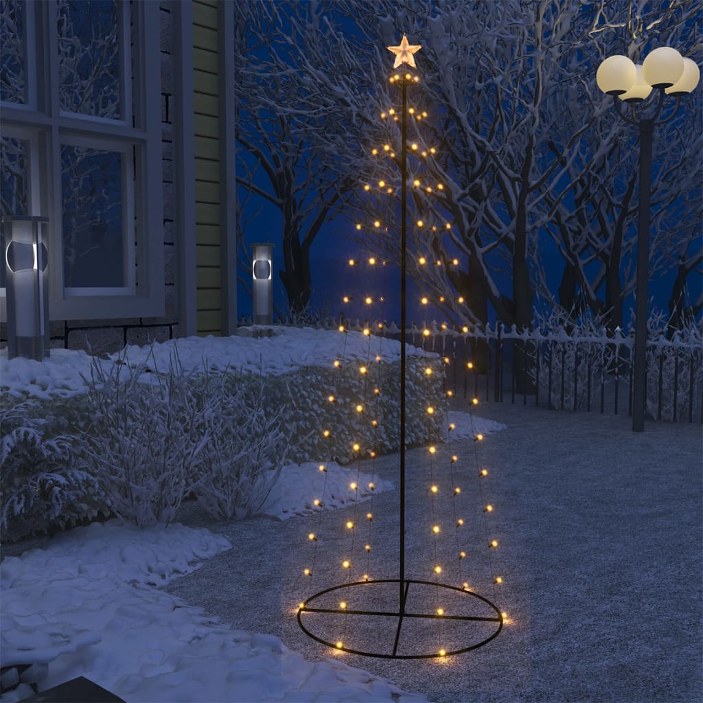 'Vidaxl 2X6Ft Christmas Cone Tree With Warm White Led Lights - Pvc, Metal Material - Black Wire - Suitable For Indoor/Outdoor Decor - Easily Assembled, Includes Adapter