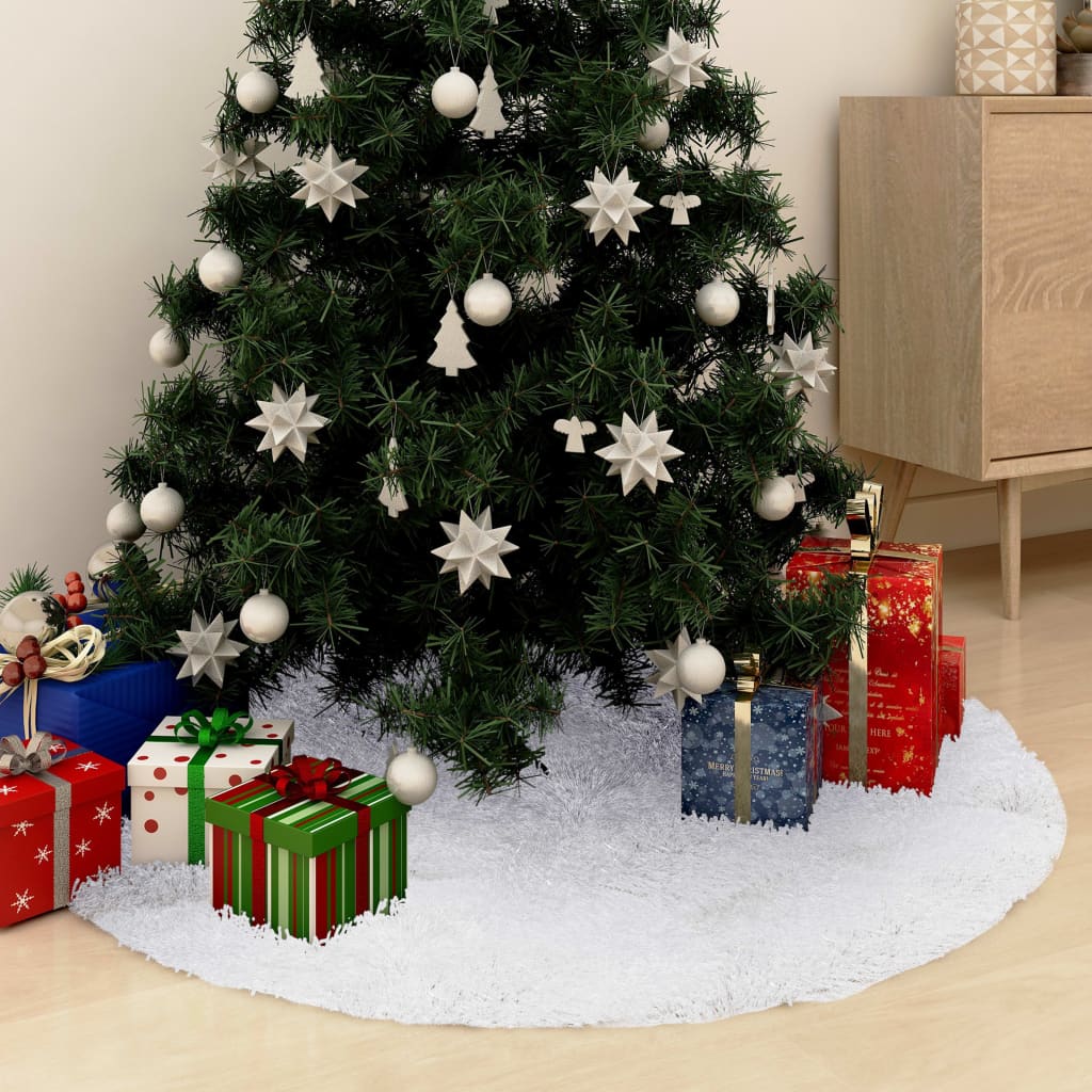 Skm Christmas Tree Skirt White 48" Faux Fur