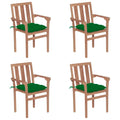 vidaXL Stackable Patio Chairs with Cushions 4 pcs Solid Teak Wood