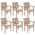 vidaXL Stackable Patio Chairs with Cushions 6 pcs Solid Teak Wood