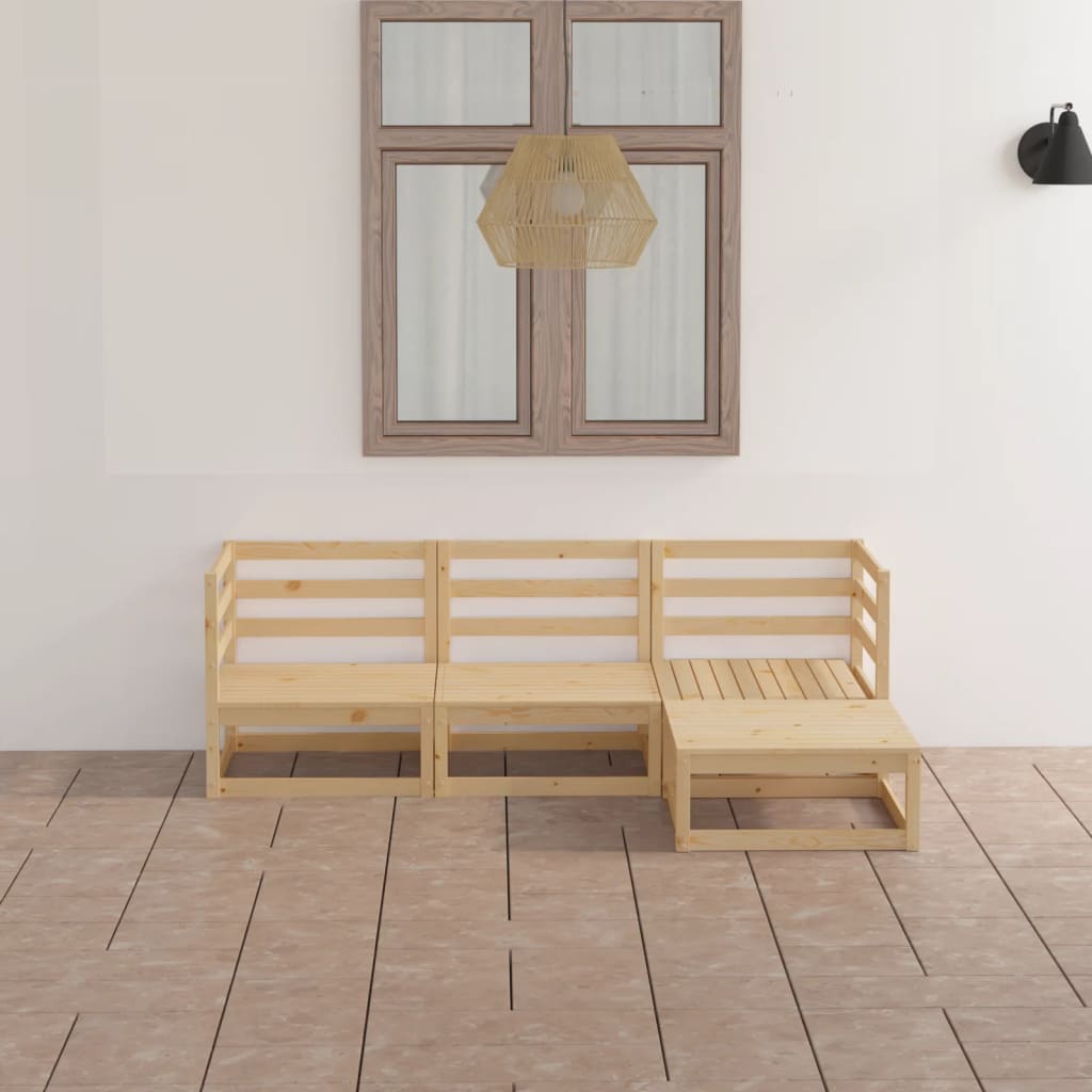 vidaXL 4 Piece Garden Lounge Set Solid Pinewood