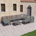 vidaXL 10 Piece Patio Lounge Set Gray Solid Pinewood