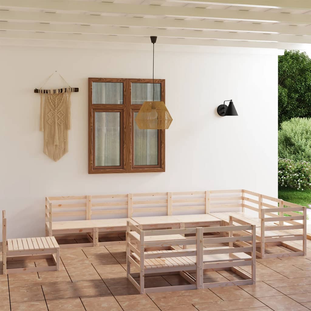 vidaXL11 Piece Patio Lounge Set Solid Pinewood