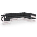 vidaXL 7 Piece Garden Lounge Set with Cushions White Solid Pinewood