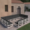 vidaXL 13 Piece Garden Lounge Set with Cushions White Solid Pinewood