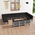 vidaXL 13 Piece Garden Lounge Set with Cushions Grey Solid Pinewood