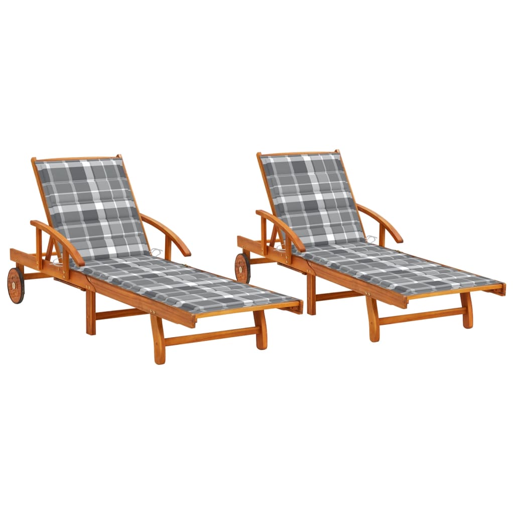vidaXL Sun Loungers 2 pcs with Cushions Solid Wood Acacia