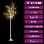 Vidaxl Christmas Tree, 6Ft Warm White Willow Tree With 200 Leds - Indoor And Outdoor Decorative Lighting With 8 Dynamic Modes