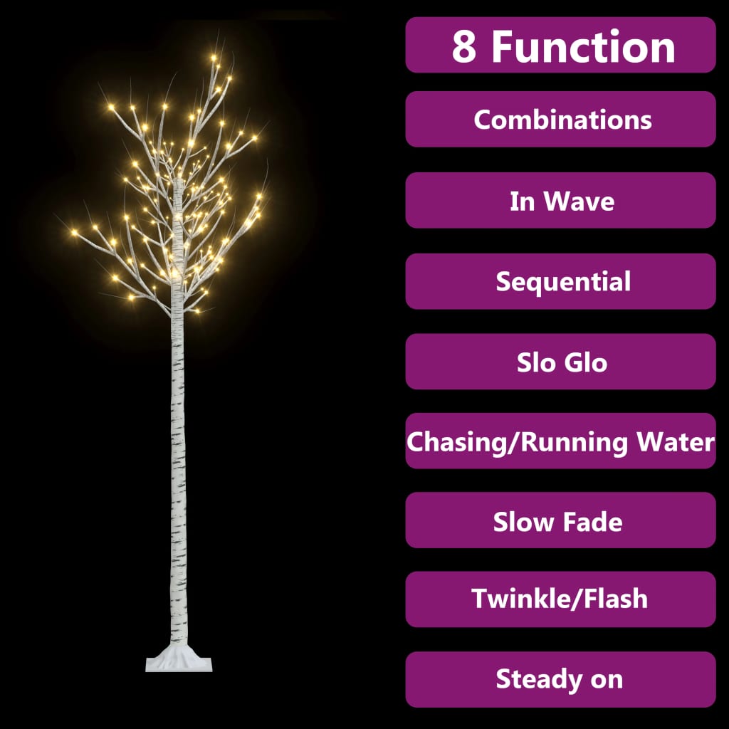 Vidaxl Christmas Tree, 6Ft Warm White Willow Tree With 200 Leds - Indoor And Outdoor Decorative Lighting With 8 Dynamic Modes