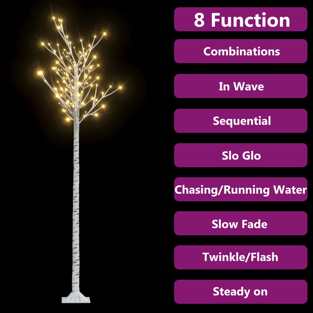 Vidaxl 7 Ft Warm White Willow Christmas Tree With 220 Leds, 8 Light Modes, Indoor/Outdoor Use, Weatherproof Cable, Energy-Saving Led Bulbs, Usb Powered