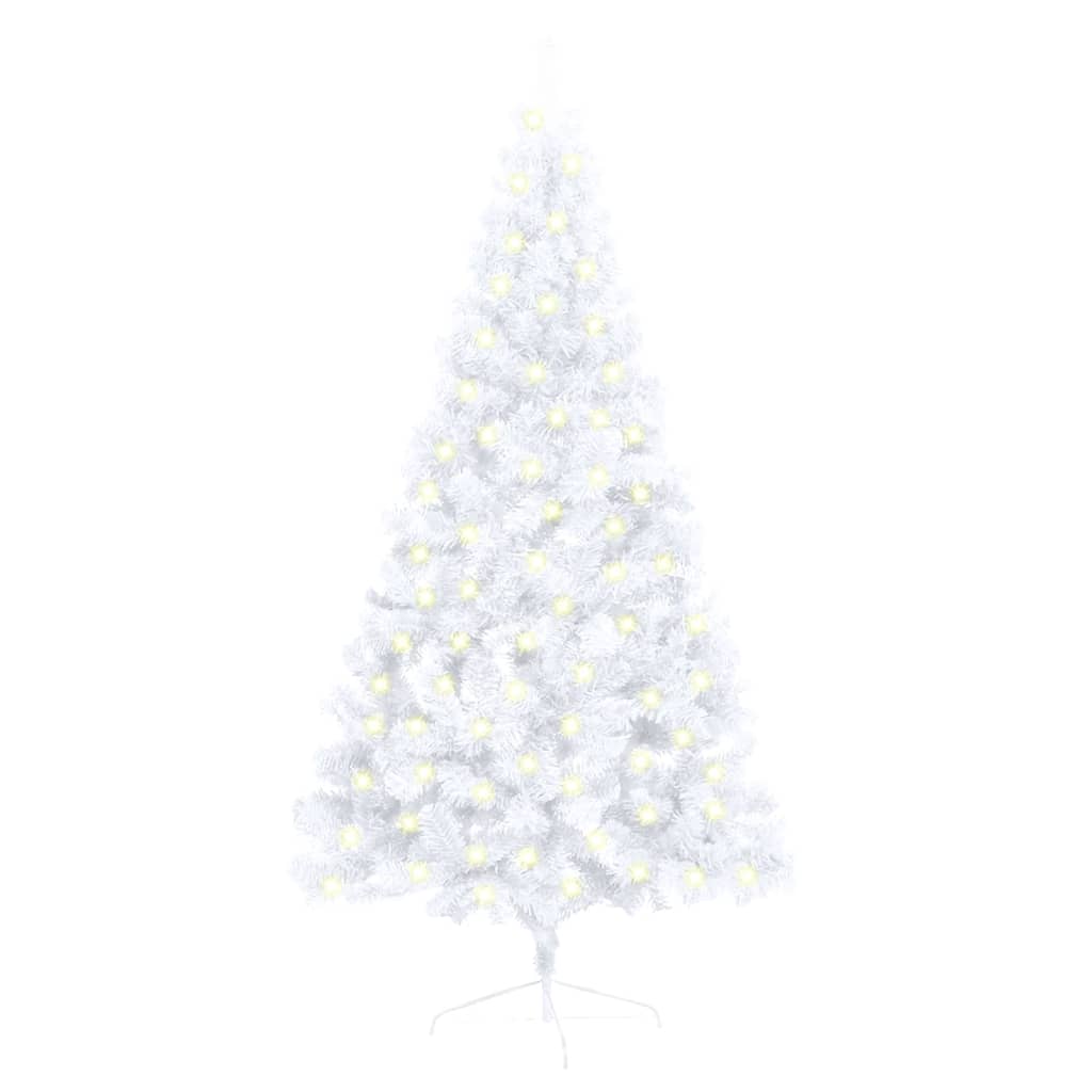 Vidaxl Artificial Half Christmas Tree With Led&Stand Christmas Tree Xmas Decoration Holiday Ornament Festival Home Garden White 59.1&quot; Pvc
