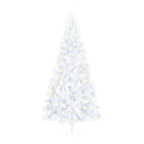Vidaxl Half Pre-Lit Christmas Tree With Stand And Led String Lights-70.9" Tall-White Pvc Material With Steel Feet For Stability
