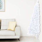 Vidaxl Half Pre-Lit Christmas Tree With Stand And Led String Lights-70.9" Tall-White Pvc Material With Steel Feet For Stability