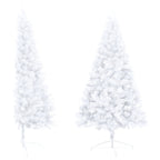 Vidaxl Half Pre-Lit Christmas Tree With Stand And Led String Lights-70.9" Tall-White Pvc Material With Steel Feet For Stability