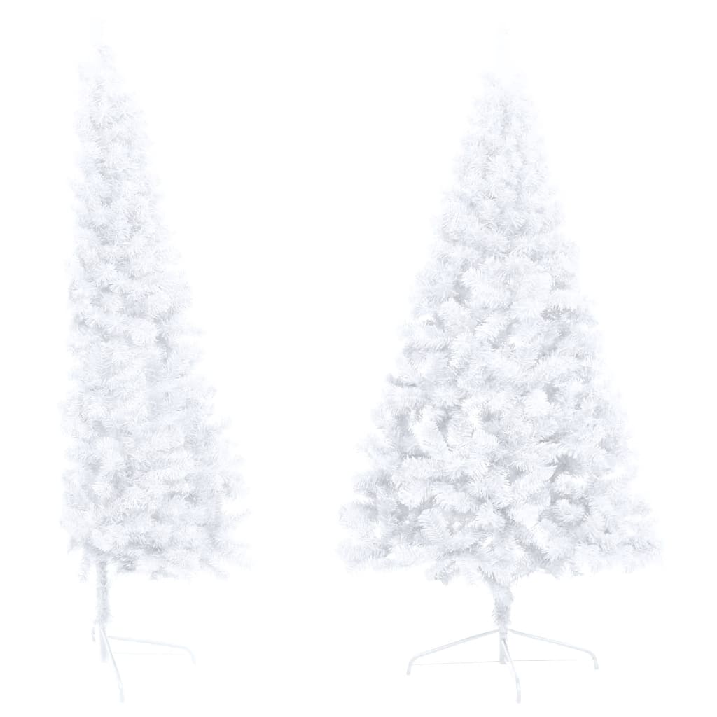Vidaxl Half Pre-Lit Christmas Tree With Stand And Led String Lights-70.9" Tall-White Pvc Material With Steel Feet For Stability